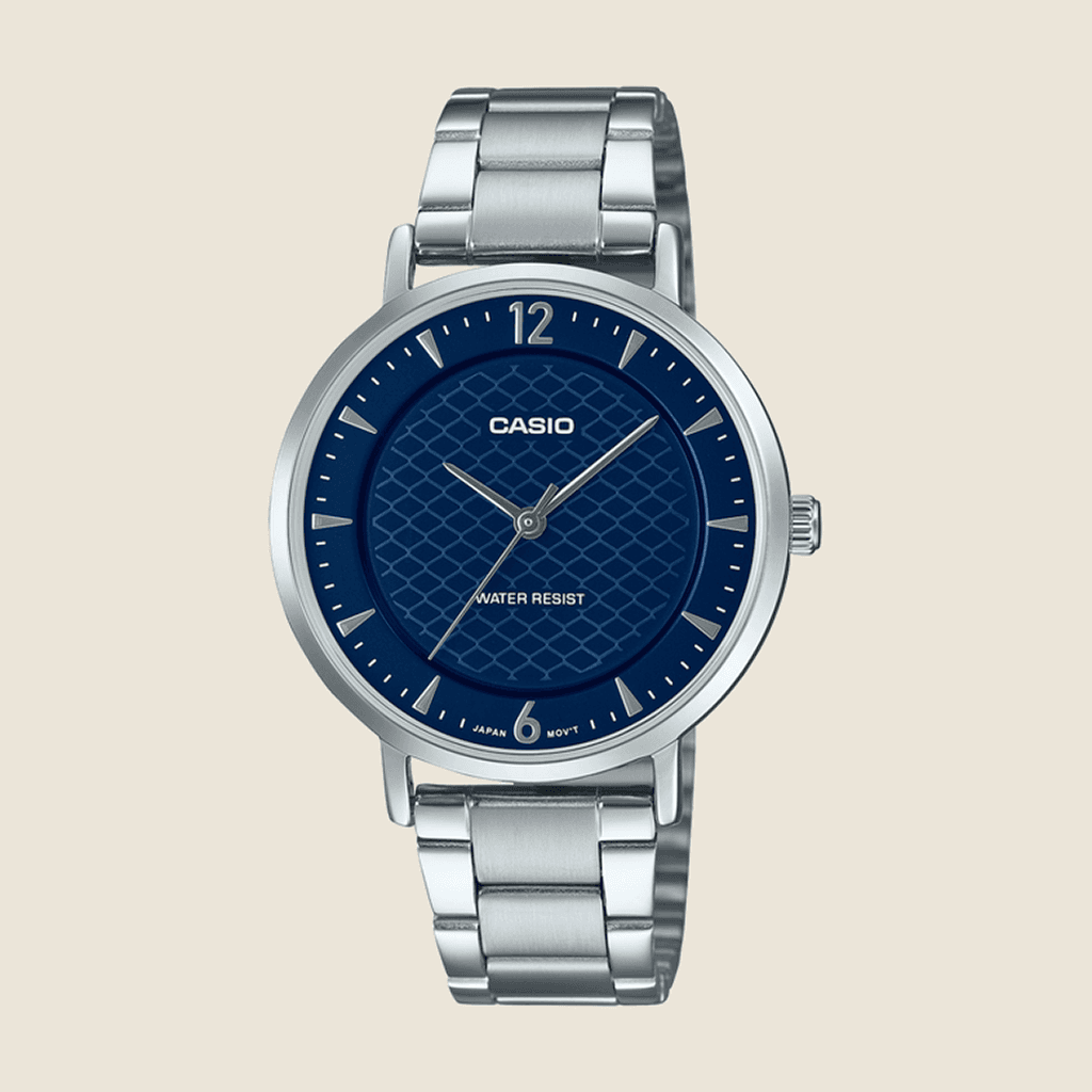שעון Casio LTP-VT04D-2A לנשים — לוח כחול קמור, פלדה 40mm | Dialoria
