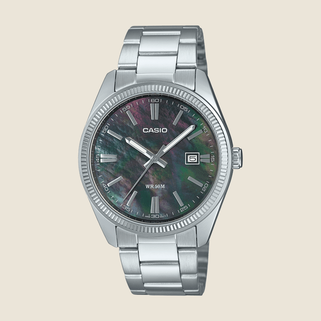 שעון Casio MTP-1302DS-1A לגברים — לוח אם הפנינה, ציפוי יוני | Dialoria
