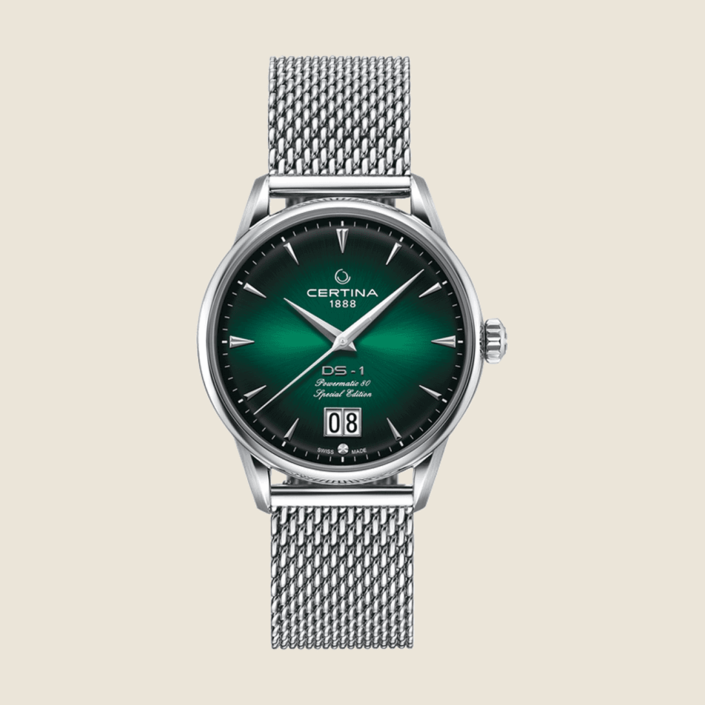שעון Certina DS-1 Big Date Powermatic 80 — מהדורת 60 שנה, לוח ירוק גרדיאנט | Dialoria