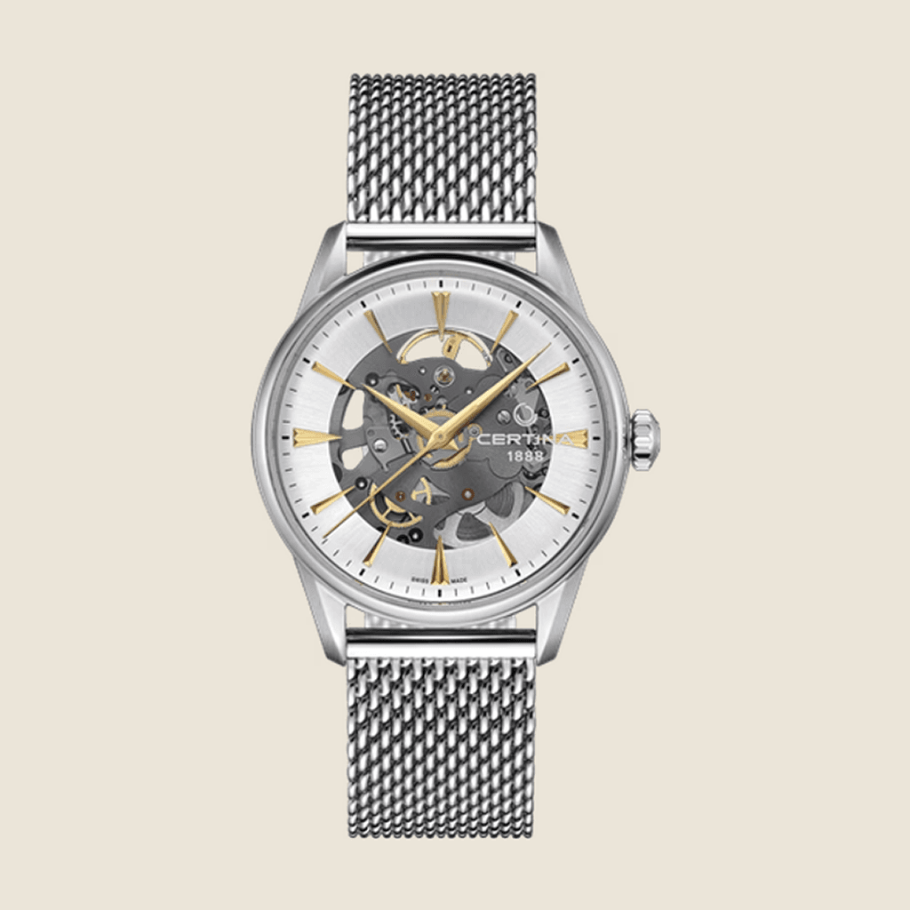 שעון Certina DS-1 Skeleton C029.907.11.031.00 לגברים — Powermatic 80, גב שקוף, כסוף | Dialoria