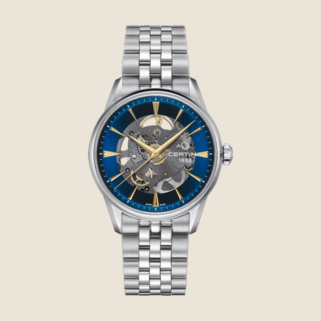 שעון Certina DS-1 Skeleton C029.907.11.041.00 לגברים — Powermatic 80, גב שקוף, כחול | Dialoria