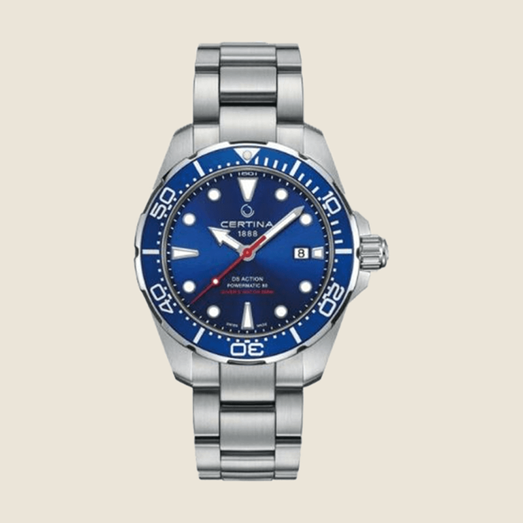 שעון Certina DS Action Diver Powermatic 80 לגברים — אוטומטי, לוח כחול, עמידות 300 מ' | Dialoria