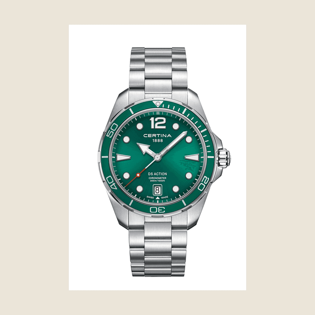 שעון Certina DS Action Chronometer C032.451.11.097.00 — קוורץ Precidrive, אישור COSC, לוח ירוק | Dialoria