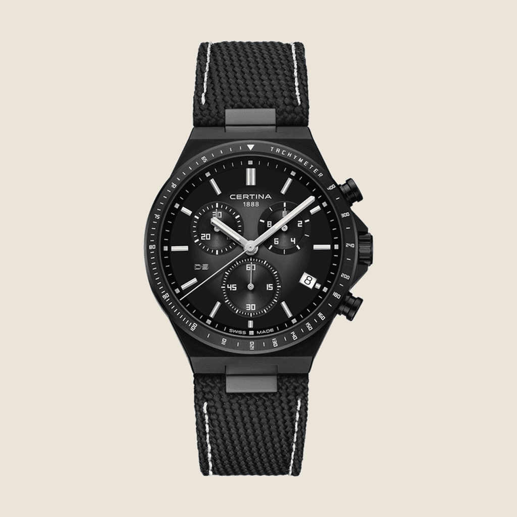 שעון Certina DS-7 Chronograph C043.417.38.081.00 לגברים — קוורץ, PVD שחור, ספיר | Dialoria