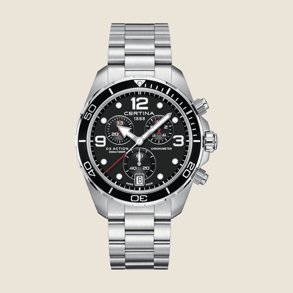 שעון Certina DS Action Chronograph C032.434.11.057.00 לגברים — ETA שווייצרי, לוח שחור | Dialoria