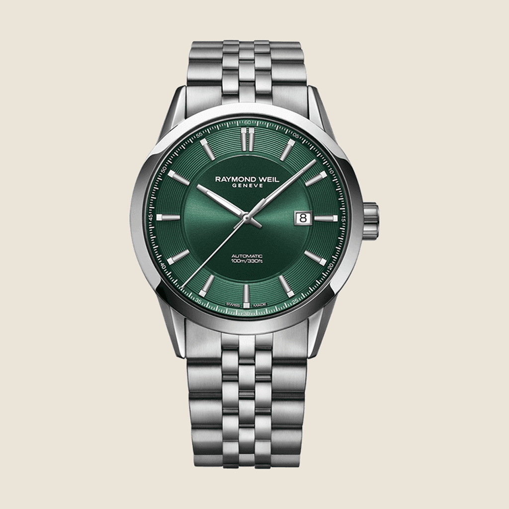 שעון Raymond Weil Freelancer 2731-ST-52001 לגברים — אוטומטי, לוח ירוק, 42.5mm | Dialoria