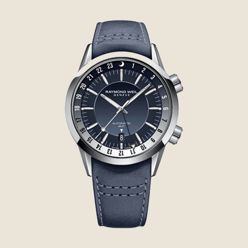 שעון Raymond Weil Freelancer GMT 2761-STC-50001 לגברים — לוח כחול, 40.5mm, RW3230 | Dialoria