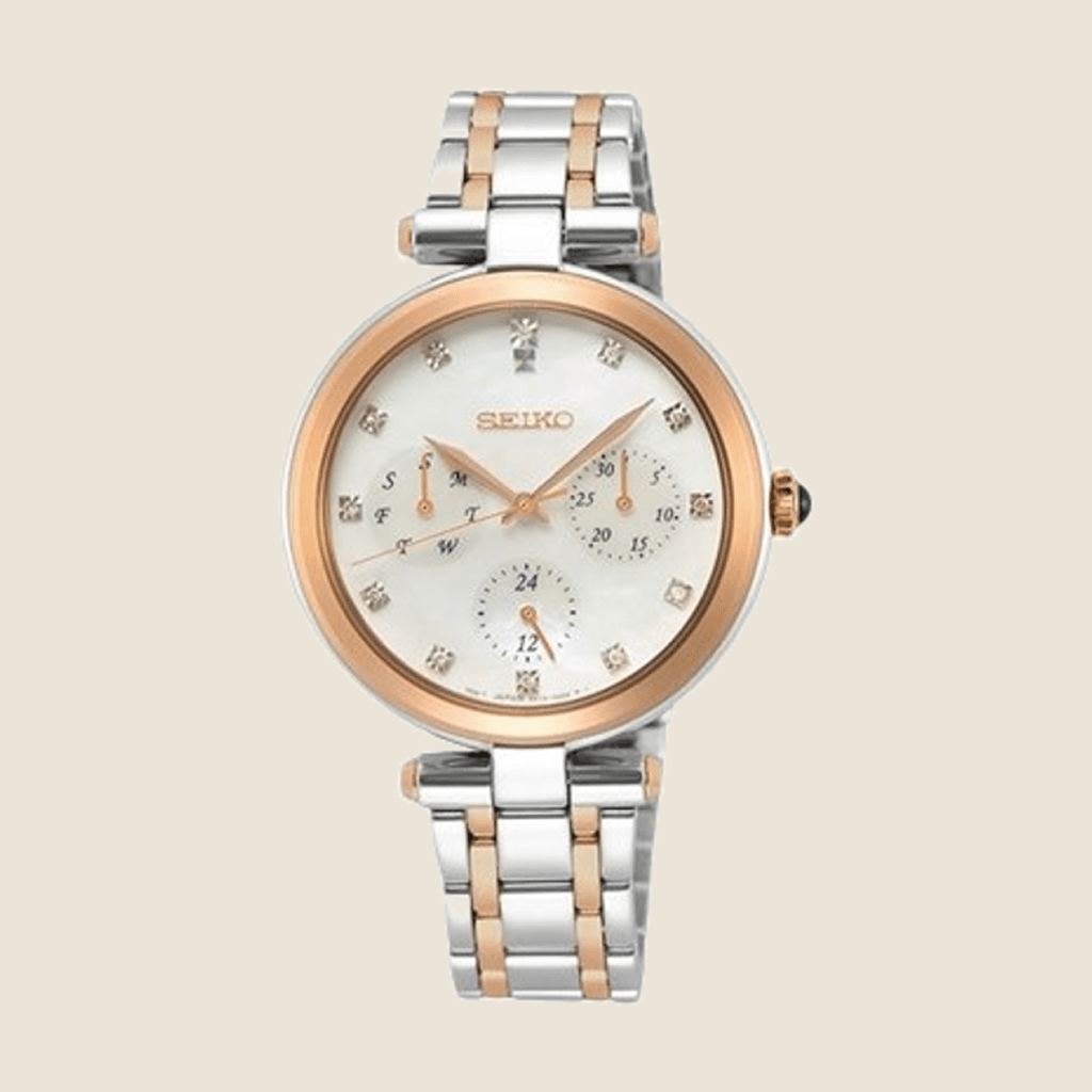 שעון Seiko SKY658P1 לנשים — קוורץ, יום-תאריך, לוח כסוף | Dialoria