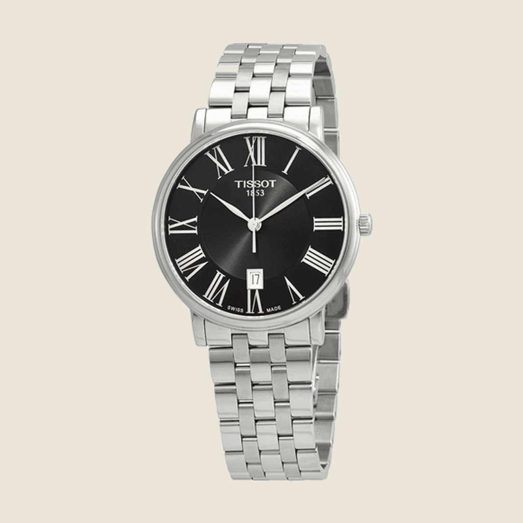 שעון Tissot Carson Premium T122.410.11.053.00 לגברים — לוח שחור, קוורץ שוויצרי, ספיר | Dialoria
