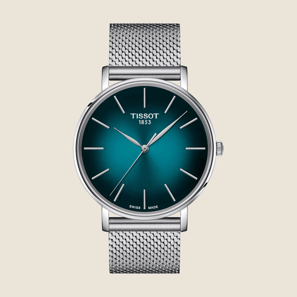 שעון Tissot Everytime T143.410.11.091.00 לגברים — לוח ירוק, ספיר, קוורץ שווייצרי | Dialoria