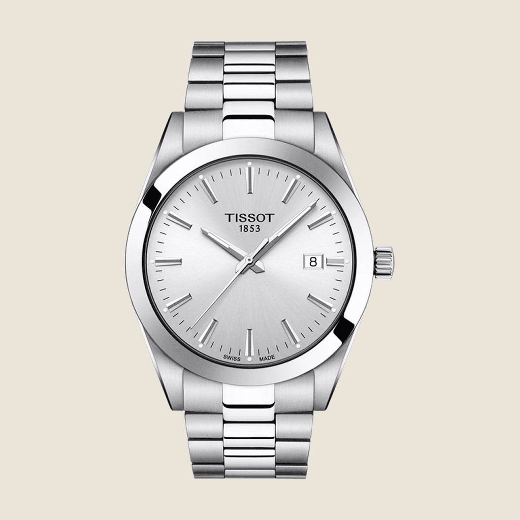 שעון Tissot Gentleman T127.410.11.031.00 לגברים — קוורץ ספיר, 100m, לוח כסוף | Dialoria