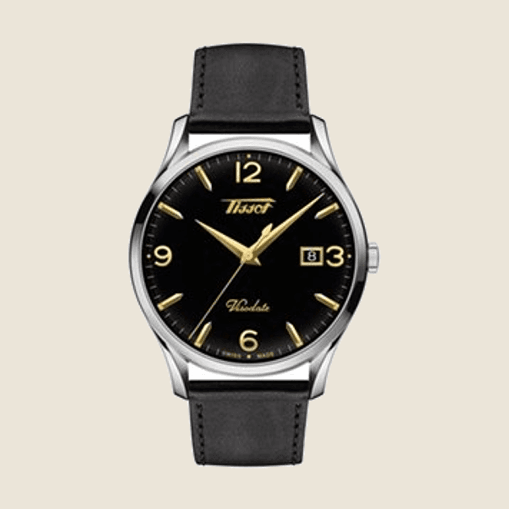 שעון Tissot Heritage Visodate T118.410.16.057.01 לגברים — ויסודייט וינטג', לוח שחור, ספיר | Dialoria