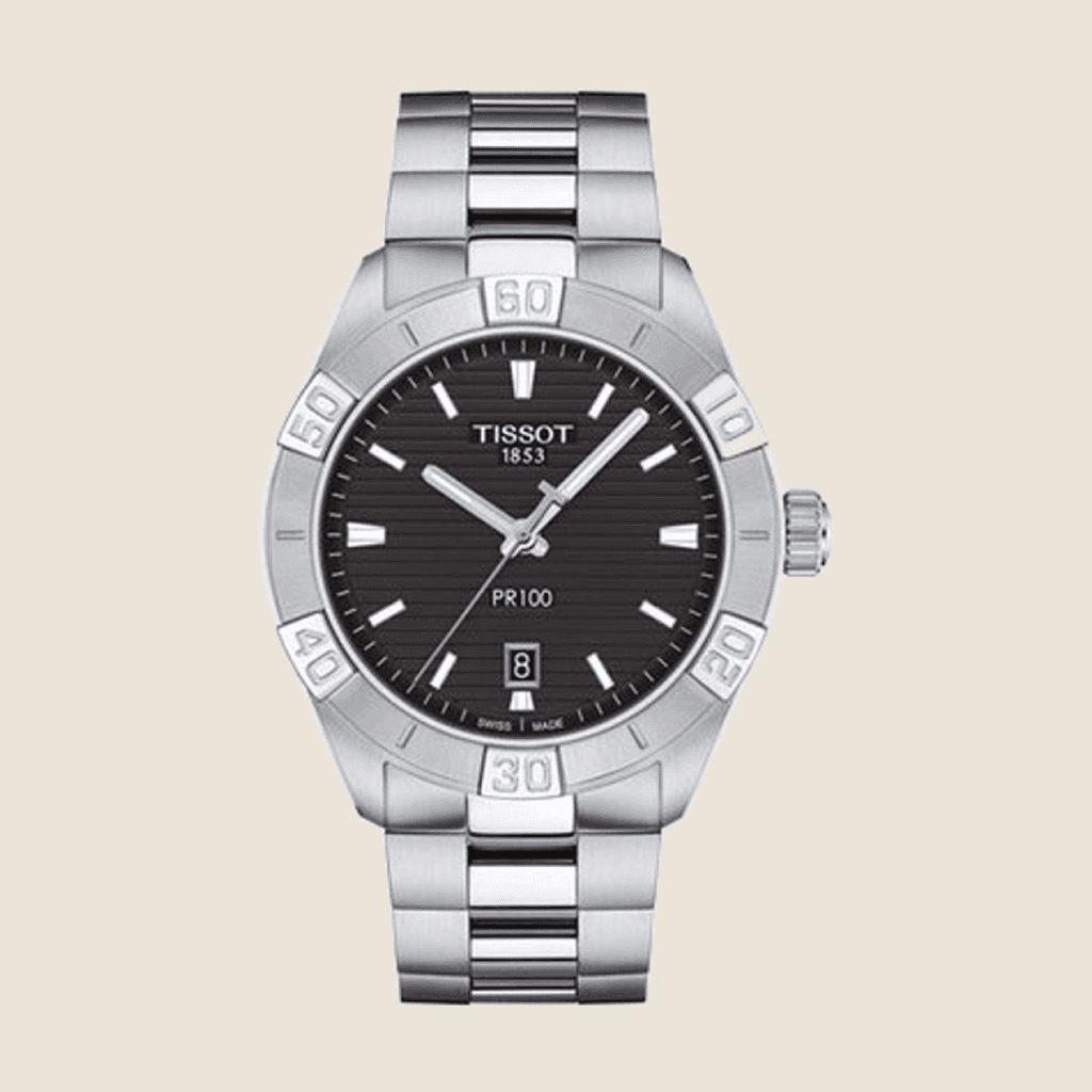 שעון Tissot PR 100 Sport T101.610.11.051.00 לגברים — קוורץ, ספיר, 100m, לוח שחור | Dialoria